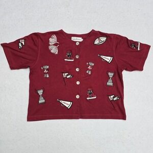 Castles Sport Alabama Crimson Tide Embroidered Cardigan Shirt Crimson Red Large